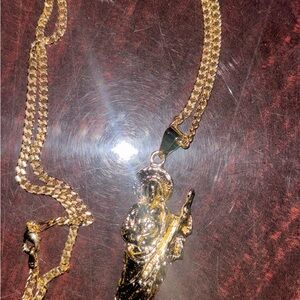 Gold Saint Pendant Necklace / gold laminated 18k